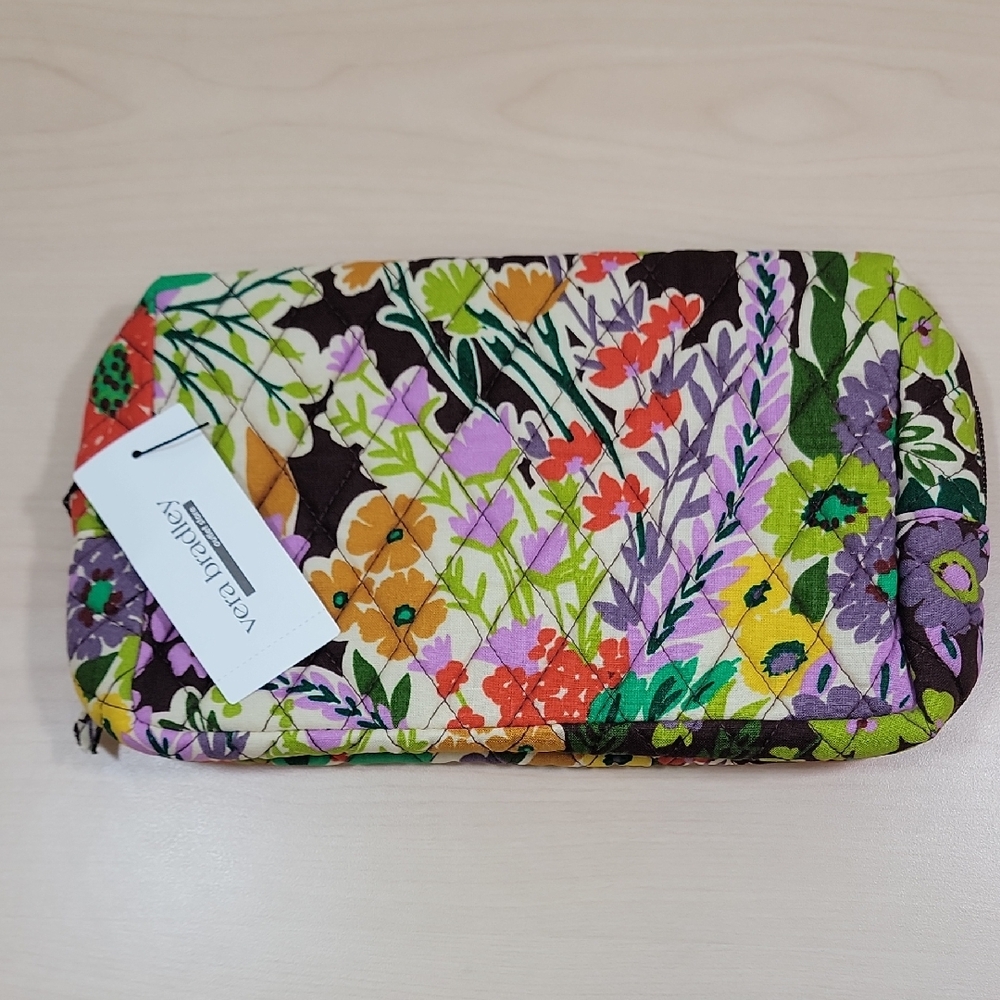 Vera Bradley Floral Medium Cosmetic Bag - Green, Orange, Purple